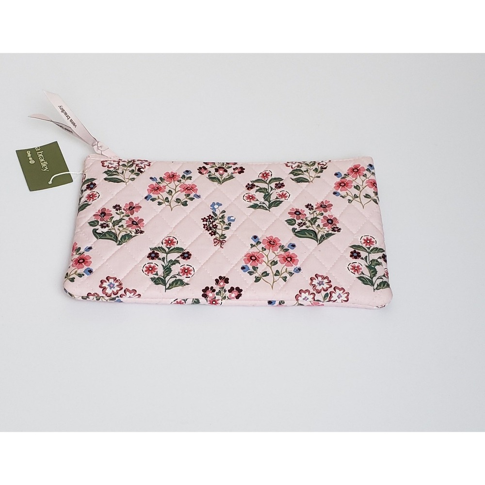Vera Bradley Western Garden Quilted Medium Pouch Pink Floral Makeup Bag Travel